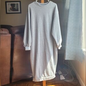 Cozy Gray Long Sleeve Sweater Dress‎